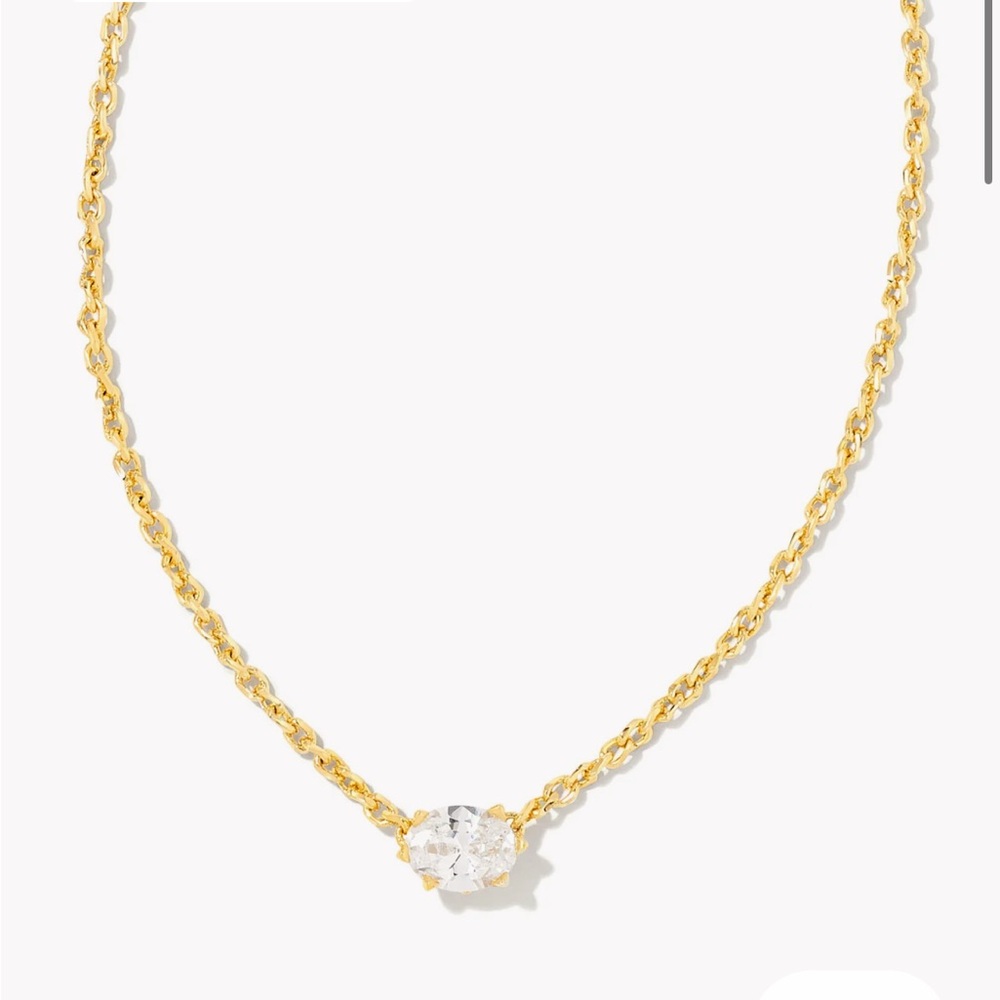 Cailin Gold Pendant Necklace in White CZ